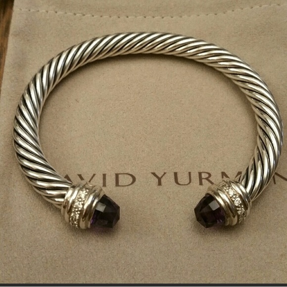 David Yurman Amethyst & Pave Diamond Cuff - Picture 2 of 3